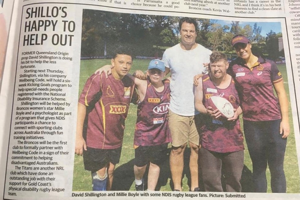Great to see the Courier Mail recognising the great work of the Wellbeing Code AU 'Kicking Goals' program.